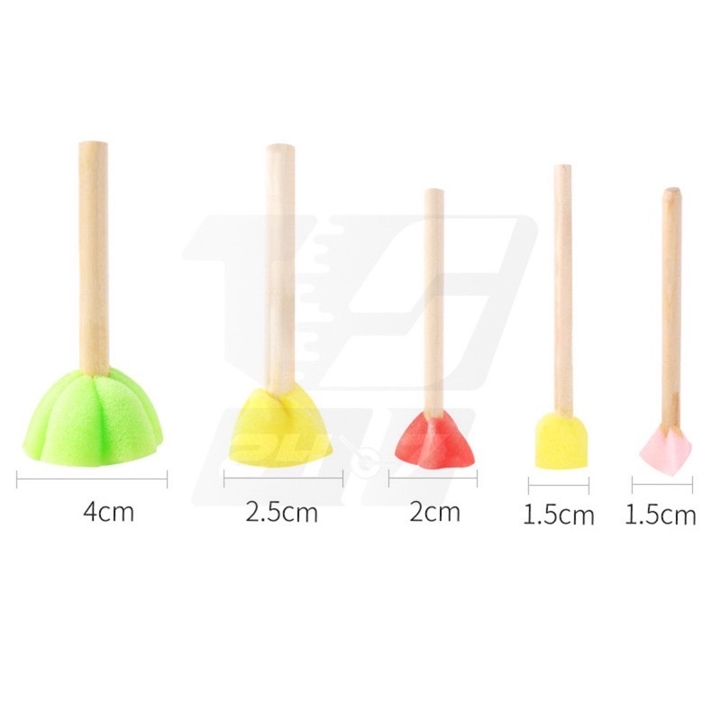 Bộ 5 Cây Cọ Xốp Mút, Cọ Chấm Màu Wenboxin Cho Bé