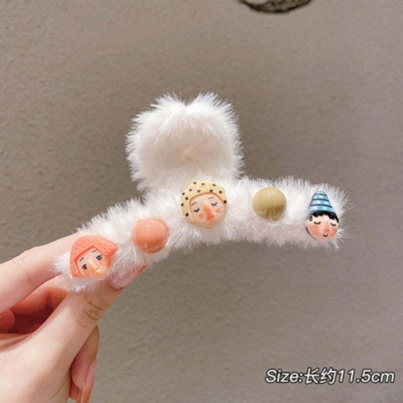 Kẹp tóc nhung lông phong cách Hàn Quốc phụ kiện tóc hoạt hình dễ thương mùa thu đông