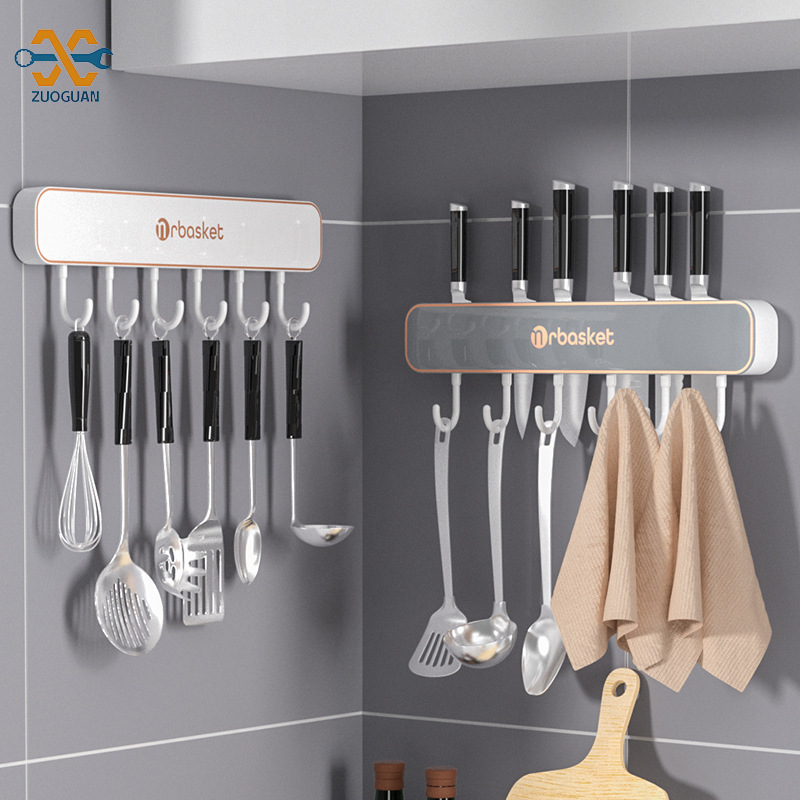 Kitchen knife holder Wall mounted kitchen shelf Non-punching strong adhesive hook Multi-function knife holder storage rack