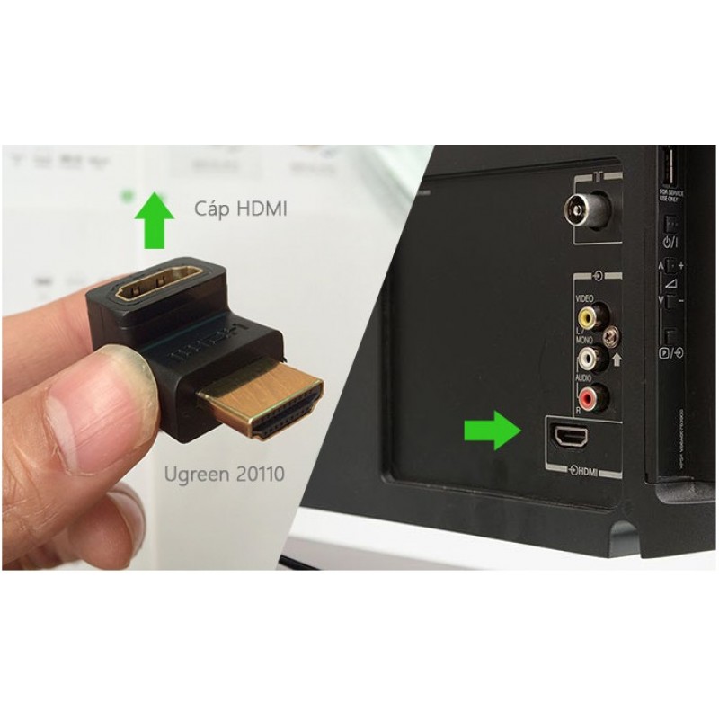 Đầu nối HDMI bẻ góc 90 độ lên Ugreen 20110 Chính Hãng