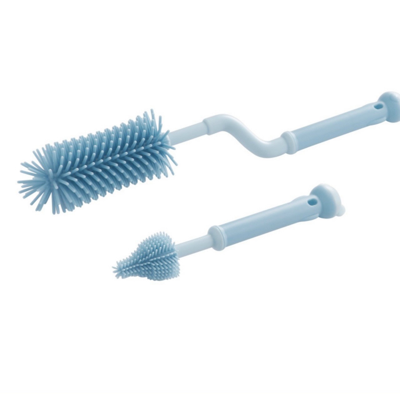 (Mẫu mới) Bộ cọ rửa bình sữa, núm ty xoay 360 độ silicon 2 chi tiết chắc chắn