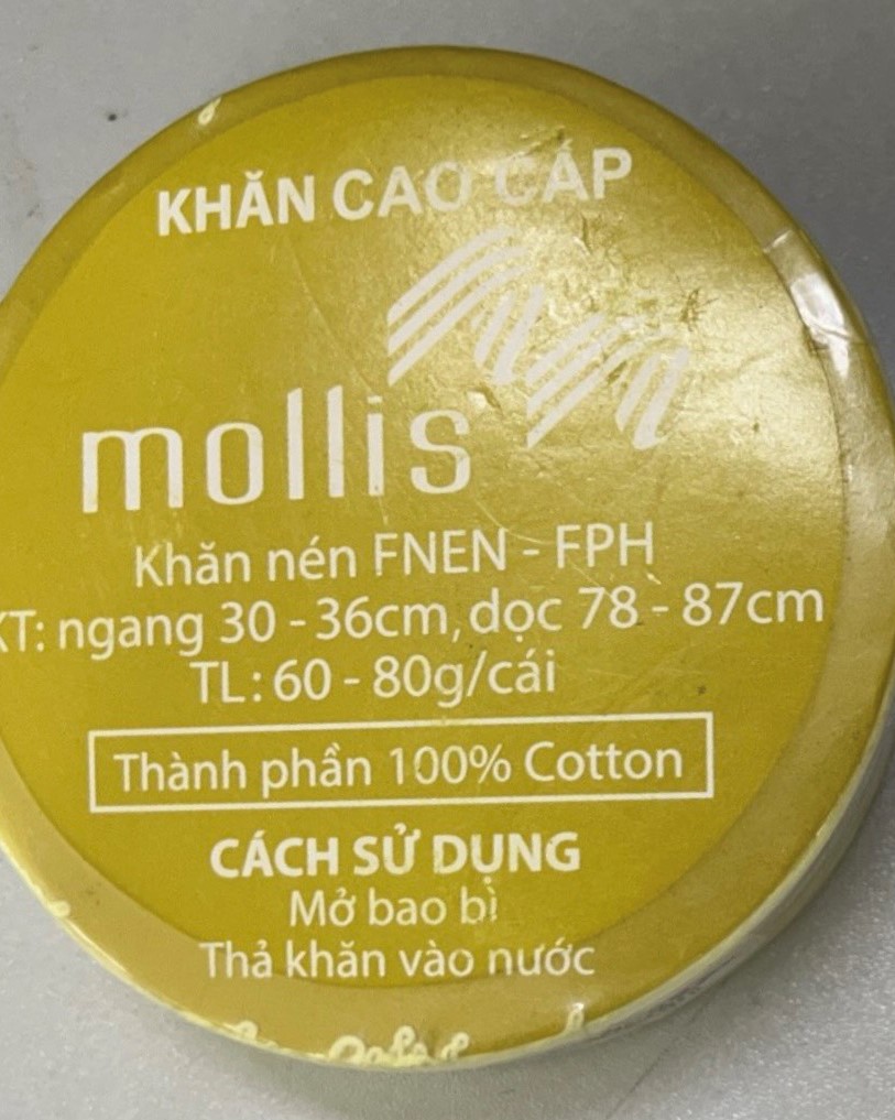 Khăn tay nén chất liệu cotton ( Mollis FNEN) 35x70 cm