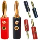 4mm Banana Male Plug + Female Socket Connector Screw Terminal Binding Post Audio Speaker Adapter Black Red Banana Pin. 