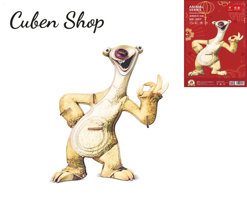 Đồ chơi lắp ráp 3D gỗ - Mô hình chú Lười đất  Sid - Kỷ Băng Hà