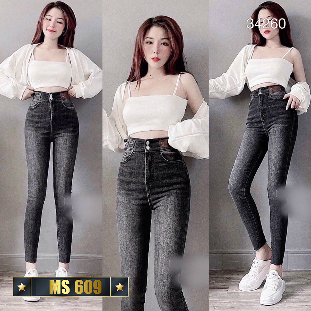Quần jean nữ ôm body - quần jeans nữ lưng cao co giãn - quần bò nữ cạp cao kiểu mới thời trang cao cấp Ohlala Fashion - MQ609