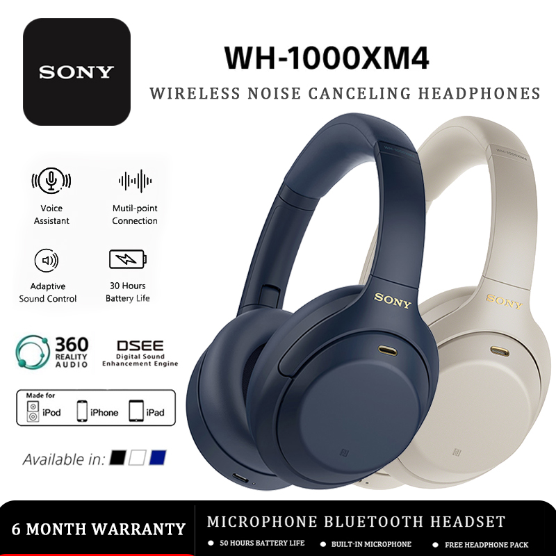 Buy SONY WH-1000XM4 Wireless Bluetooth Noise-Cancelling Headphones - Blue
