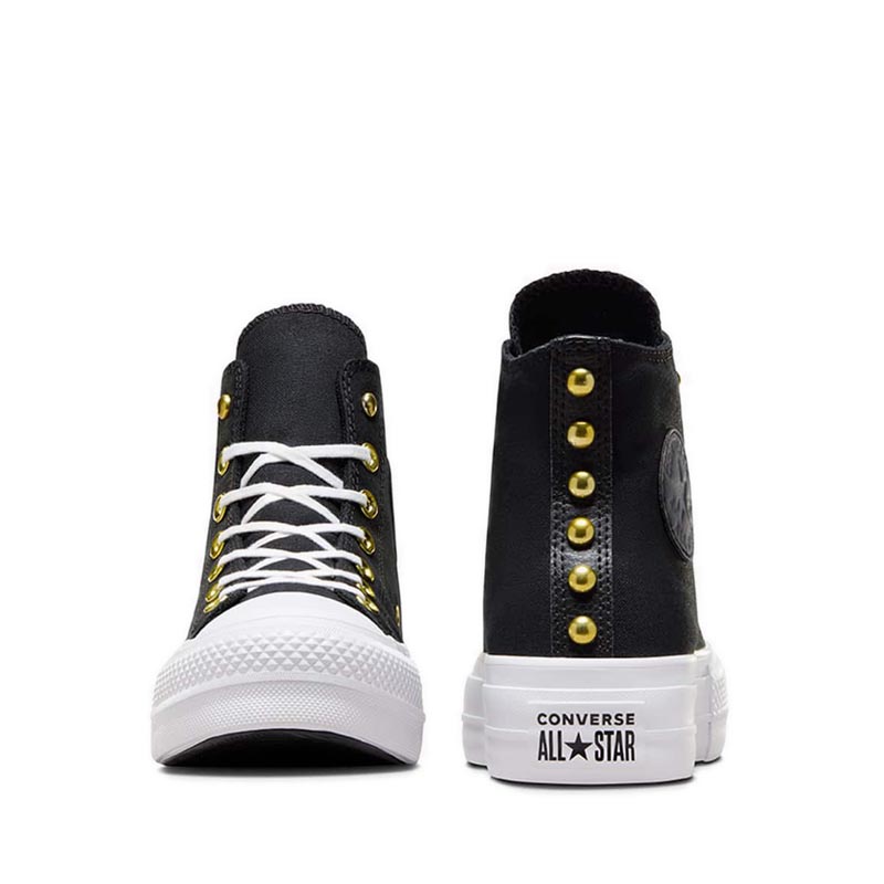 Converse CTAS Lift Platform Star Studded Women's Sneakers - Black/White/Gold