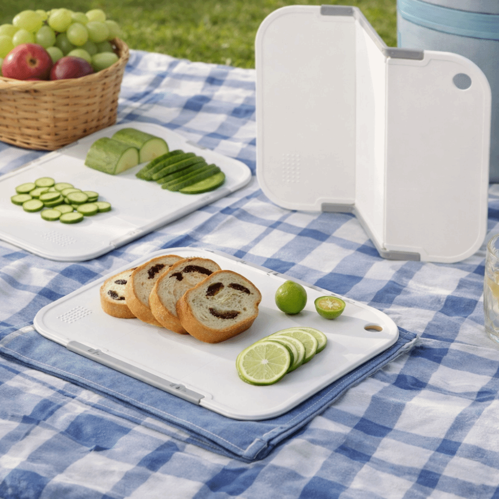 Vegetable Cutting Portable Foldable Chopping Board Double Sided Grinding Board Cutting Board Easy Storage 3 Foldable Design Fruit Cutting Board Cooking Preparation