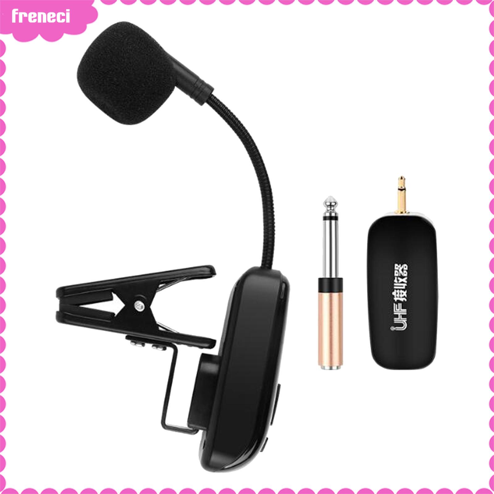 Freneci freneciPortable Cordless Musical Instruments Mic Clip On Range Transmitter&Receiver Lavalier Mic Cordless Receiver Instrument Microphone for Tuba