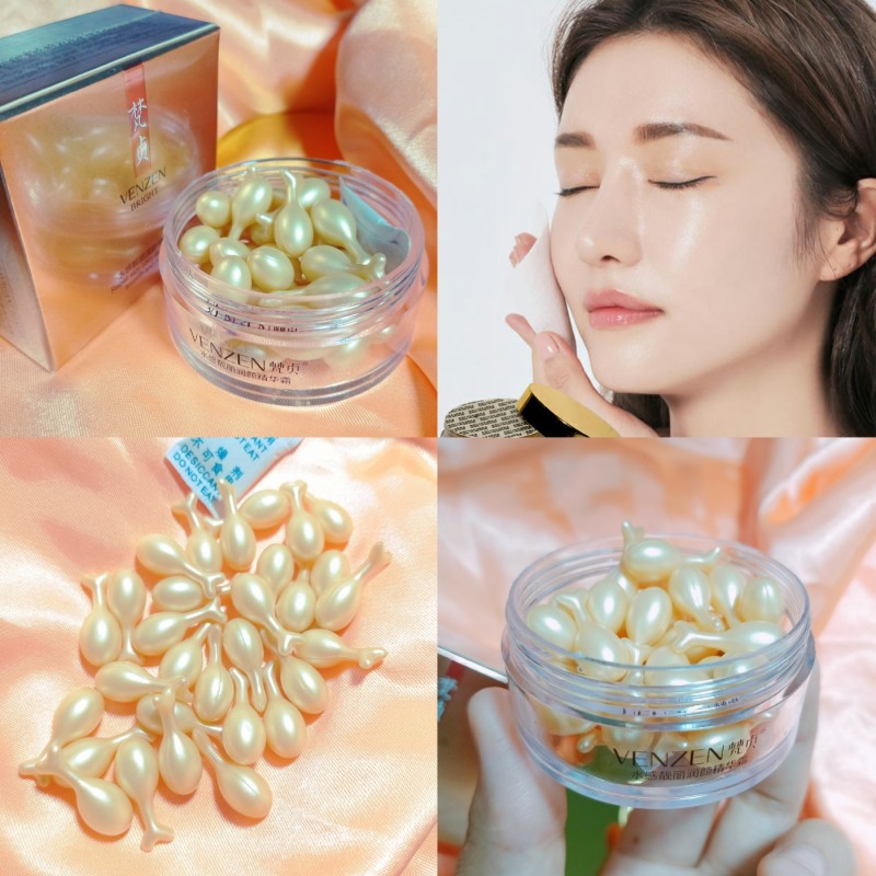 Hộp 30 viên serum dưỡng trắng da mặt Venzen cấp ẩm ban đêm giúp da căng bóng - Hộp 30 Viên Dưỡng Trắng Da