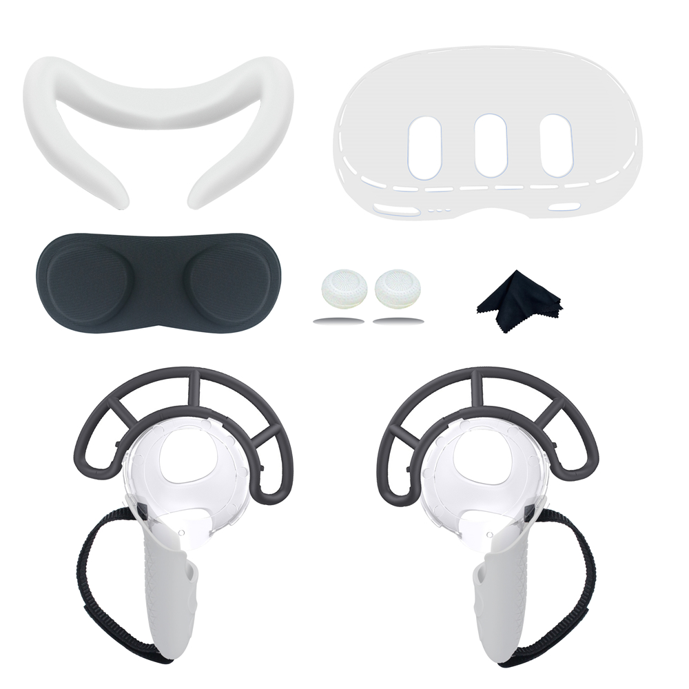 6in1 Hoàn Chỉnh VR Phụ Kiện Cho Meta Quest3 Tai Nghe Bộ tay cầm điều khiển Silicone Bìa, mặt nạ, vòng bảo vệ ống kính máy ảnh của điện thoại, nút rocker