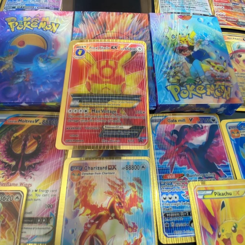 Pokemon 3D Cards Original English Version Anime French Spanish Card 2022 Pikachu Charizard Trading Game Battle Cards Album Gifts