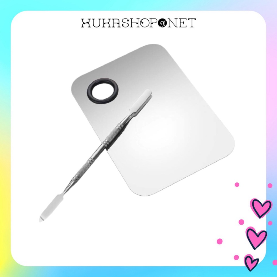 Chính hãng Khay pha trộn kem nền, son môi chất liệu Inox hình chữ nhật 10x15cm chuyên dụng cho makeup