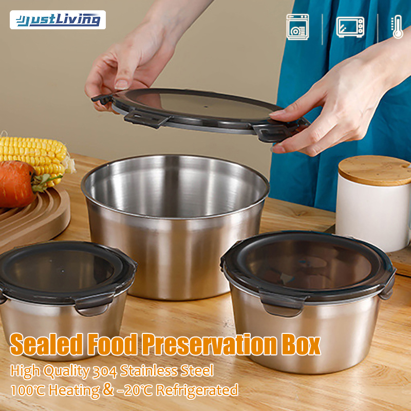 JustLiving 304 Stainless Steel Lunch Box Sealed Fridge Food Storage