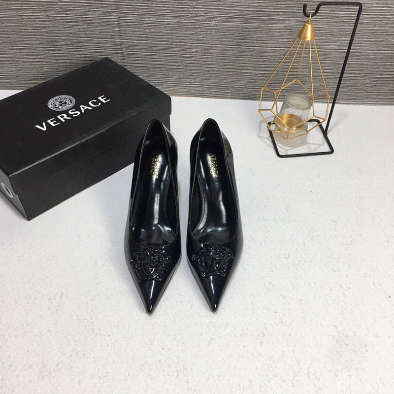 [Hàng Có Sẵn] Giày Cao Gót Versace Cao 7cm Màu Đen