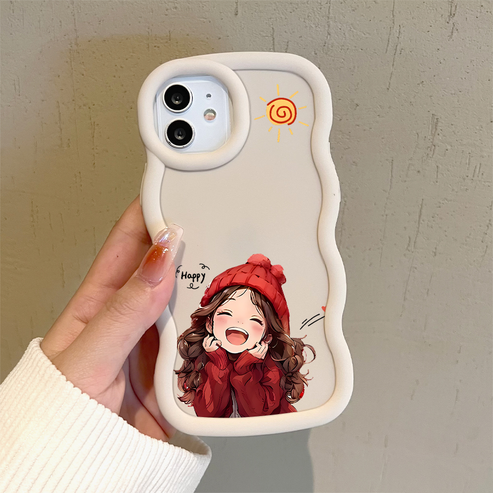 Hontinga for Redmi Note 13 12 11 10 9 Pro 4G Note 13 Pro Plus Xiaomi Poco M2 Pro Back Cover Happy Girl Luxury Phone Cover Soft Silicone Macaron Wave Mobile Case. 