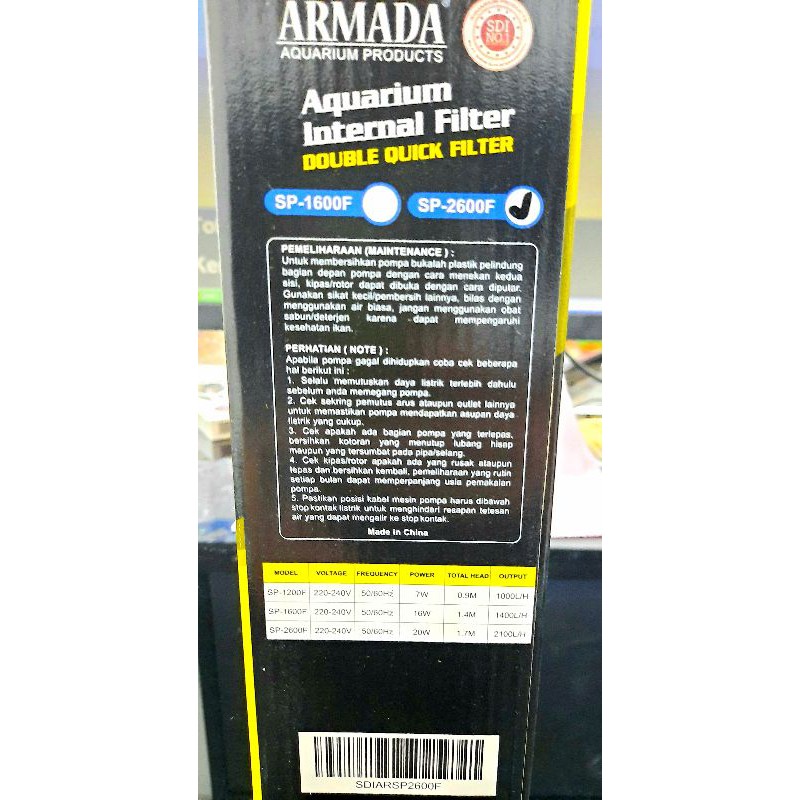 Pompa aquarium kolam internal filter ARMADA SP 2600F