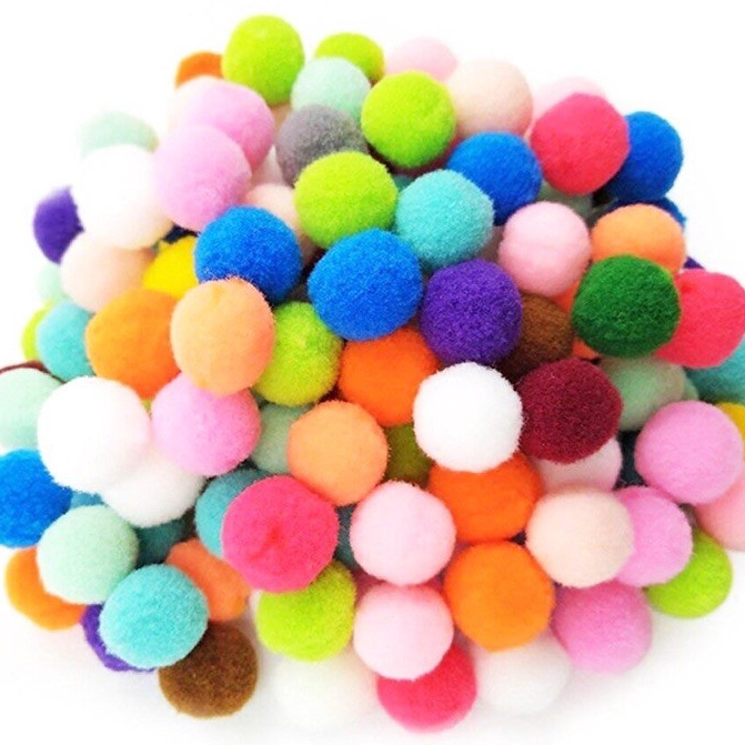 Quả Bông Pompom làm đồ hanmade 3 size từ 50 - 200 viên (1703PPT)