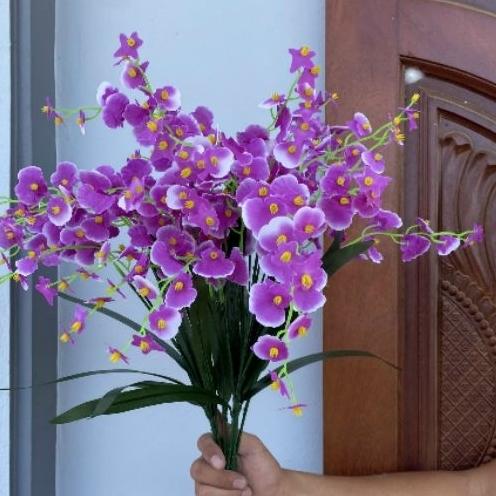 (Hoa lụa) Combo 10 cành lan vũ nữ trang trí