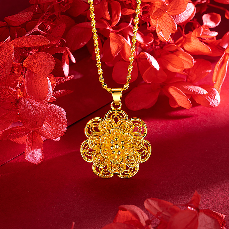 Gold Color Pendant Bird's Nest Lucky Clover Flower Heart Necklace Accessories Bayline