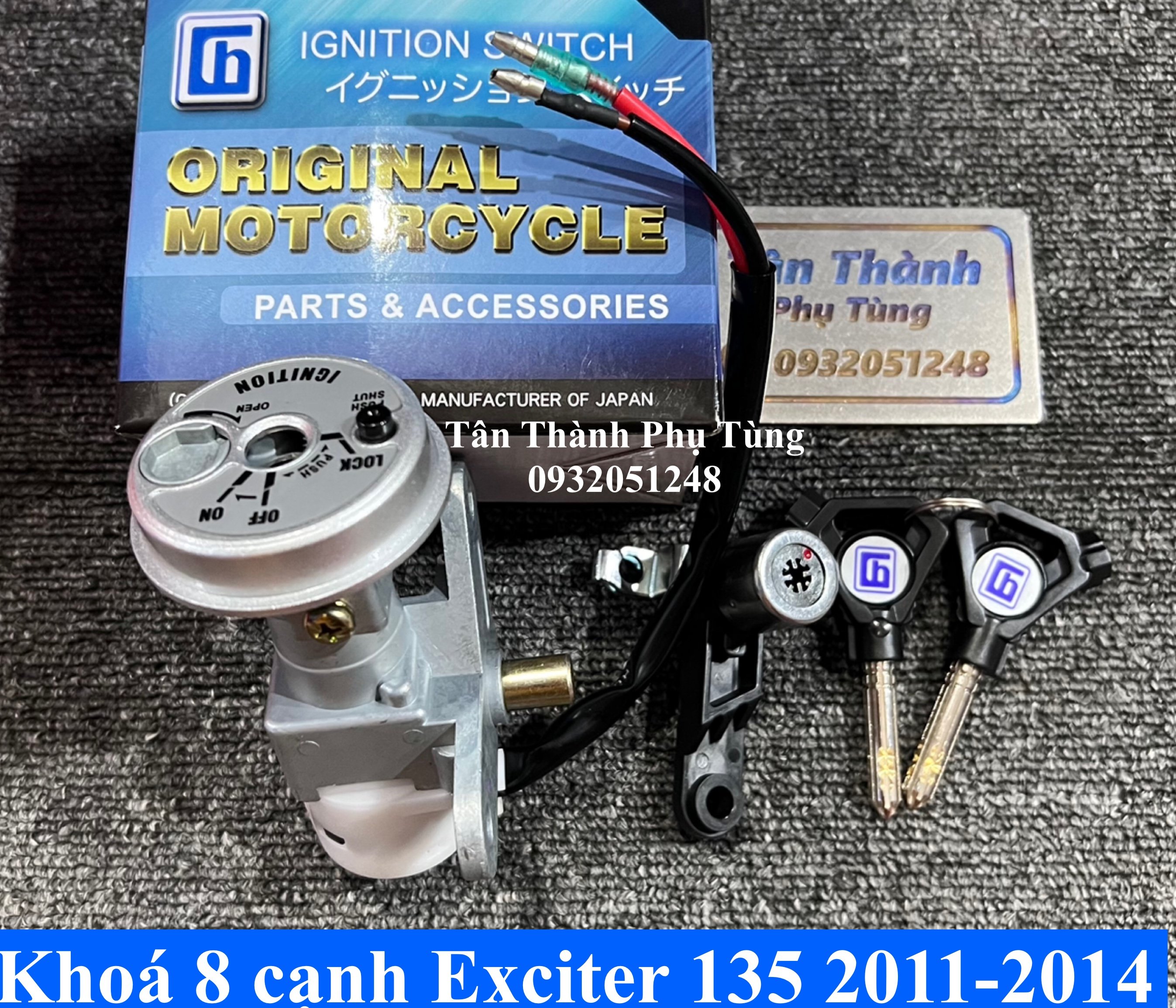 Bộ khoá exciter 135 2011-2014 8 cạnh kèm khoá yên