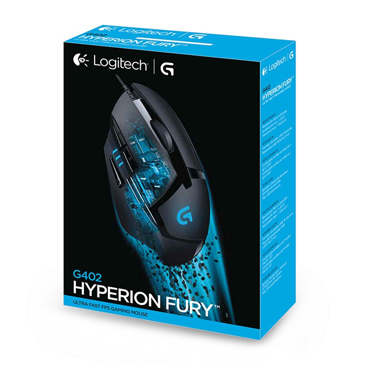 【100% Original】Logitech G402 Hyperion Fury Wired Gaming Mouse, 4,000 Dpi, 8 Programmable Buttons