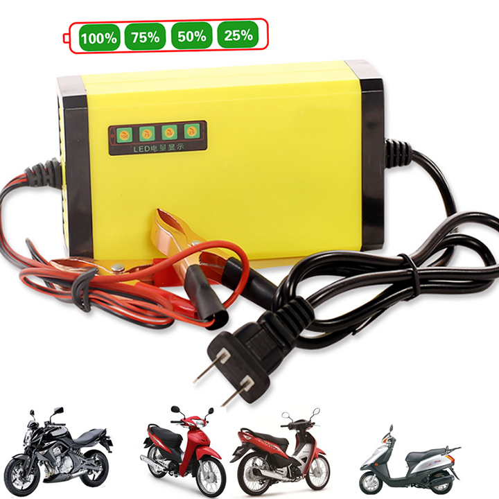 Sặc bình ắc quy, bộ sạc bình acquy đa năng, sạc bình acquy 12v-2a thông minh cao cấp tiện lợi