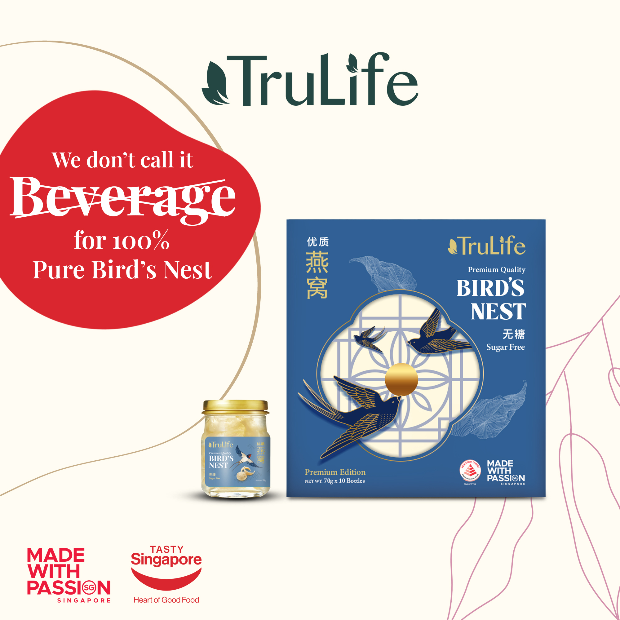 TruLife Premium Bird's Nest Sugar Free Gift Pack (10 Bottles x 70g