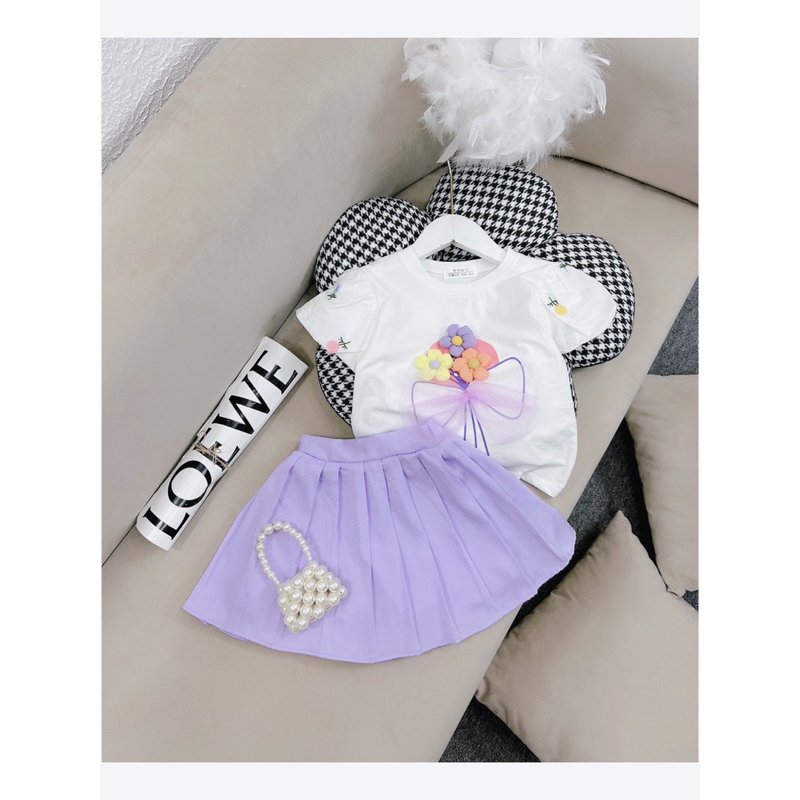 Sét váy cotton hoa tím mộng mơ cực xinh cho bé