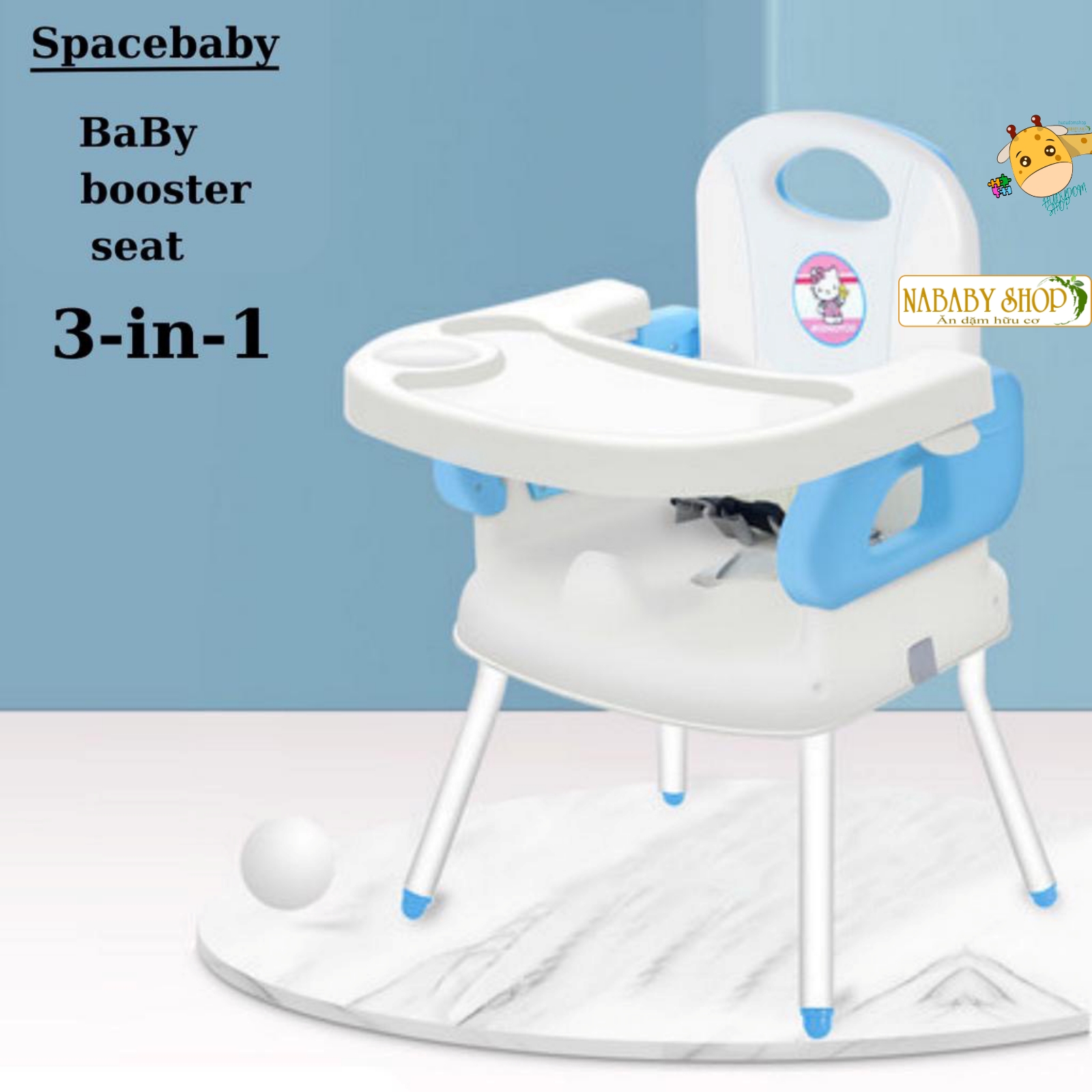 Ghế Ăn Dặm Gấp Gọn Baby Booster Seat tặng kèm 4 chân sắt có thể tháo rời
