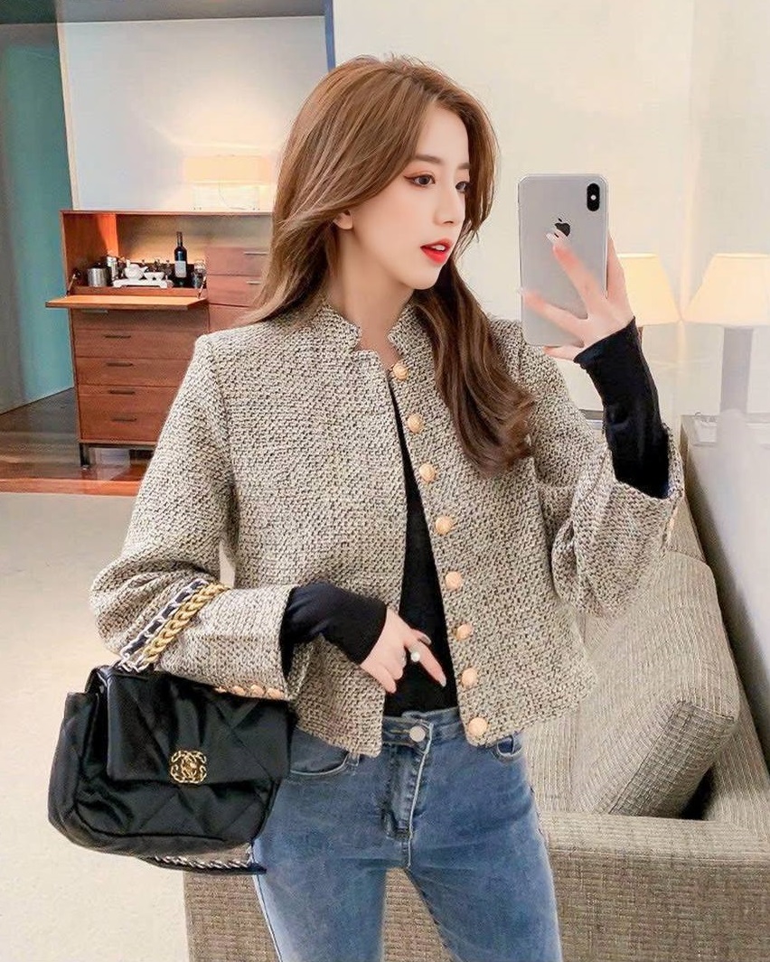Áo khoác dạ tweed phối nút sang trọng cao cấp by4680