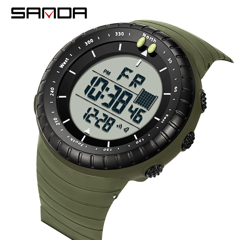 Sanda Classic Style Large Screen Sports Multi functional Trendy Waterproof Night Light LED Men's Watch SD6256-3.