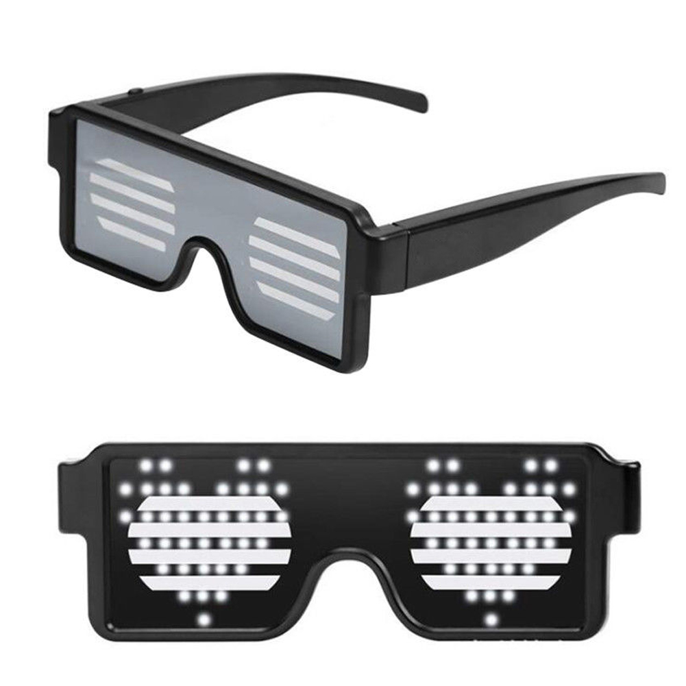 LED Glasses USB Rechargeable Light Up Glow Sunglasses With 8 Animation Modes For Halloween Christmas and Various Festival Parties