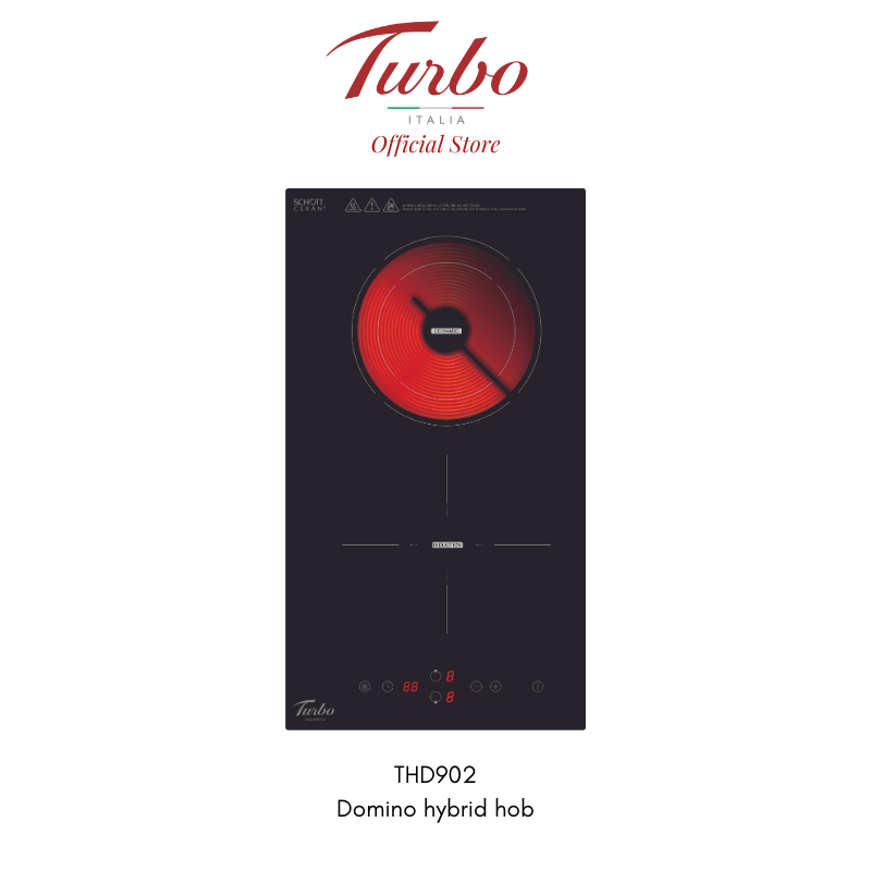 Turbo Italia THD902 30cm domino hybrid hob with induction & ceramic