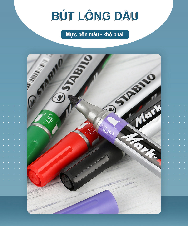 Bút lông dầu STABILO Mark-4-all PERMANENT đầu tròn/vuông