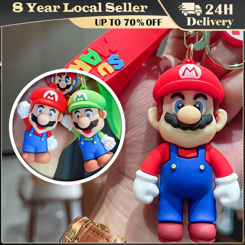 Super Mario Bros 3D Cartoon Keychain Accesorios Schoolbag Pendant Key Bag  Decoration Collection Ornament Kids Toys Birthday Gift
