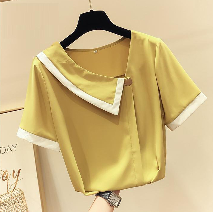 ÁO KIỂU NỮ CỔ ĐẮP CHÉO PHỐI NÚT