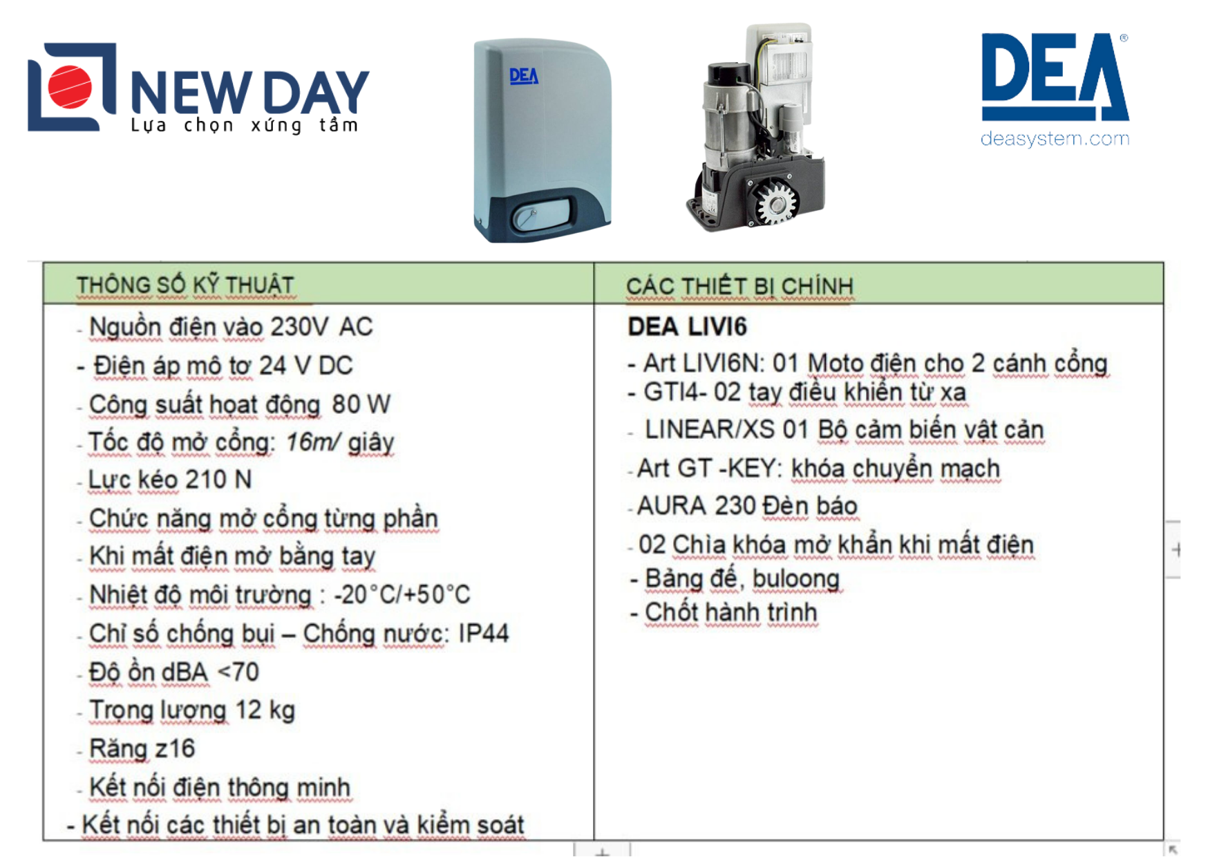 MOTOR CỔNG LÙA DEA 600KG