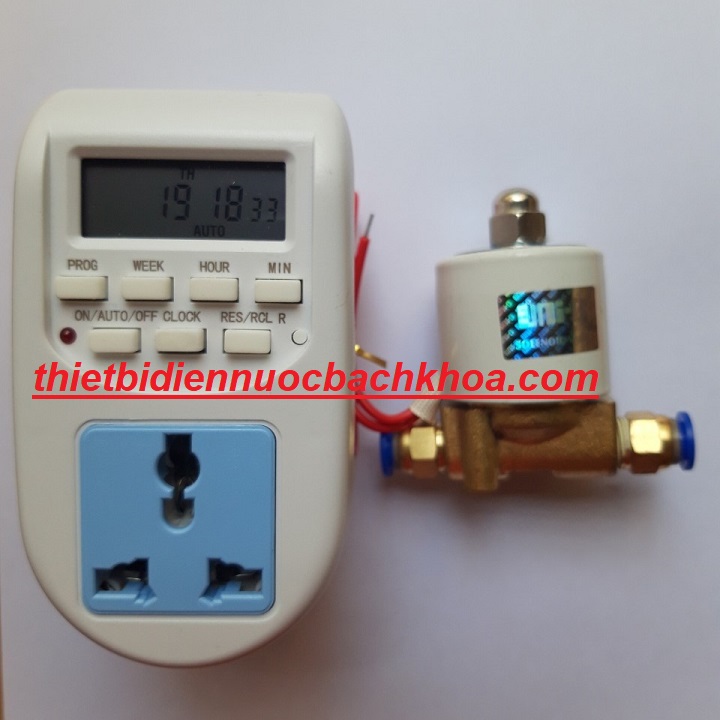 Bộ điều khiển phun sương tự động (van điện từ 8ly coil dây ĐỒNG + hẹn giờ tắt mở)