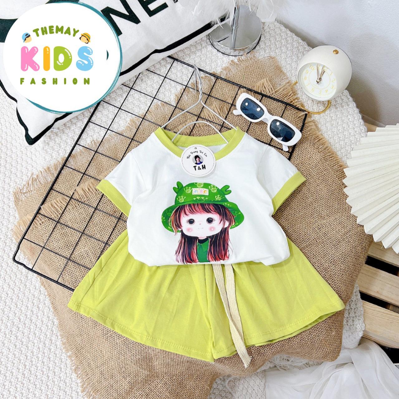 [4 Màu] Đồ bộ bé gái quần đùi phối
