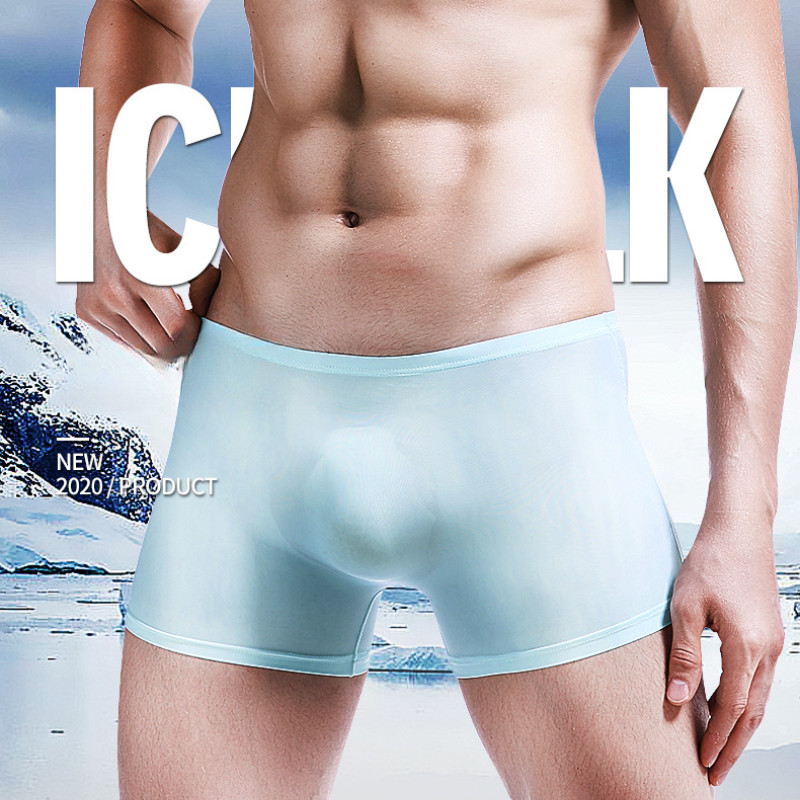 Men Ice Silk 3D Molded U Convex One-Piece Boxer Summer Ultra-Thin Youth Breathable 138.