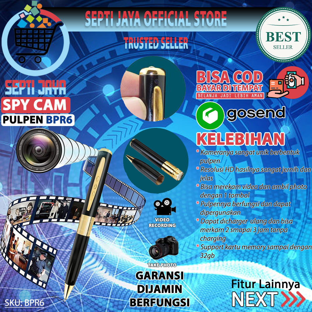 SPY CAM SPYPEN KAMERA SPY BPR6 HIDDEN CAMERA REOSLUSI HD PULPEN KAMERA  PENGINTAI BENTUK PULPEN ORIGINAL BPR 6 | Lazada Indonesia