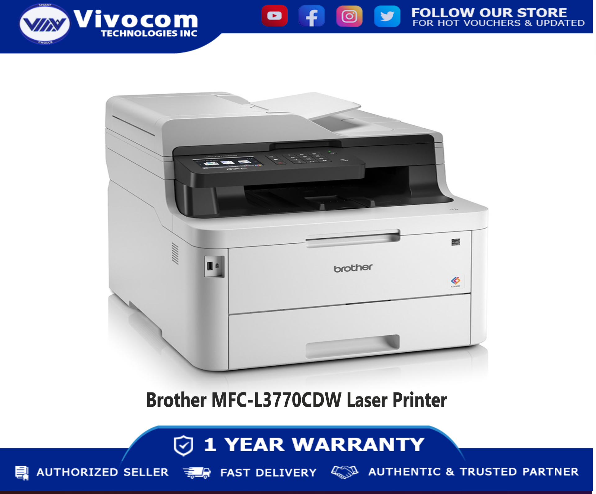 Brother MFC-L3770CDW Laser Printer, Colour LED Multi-Function