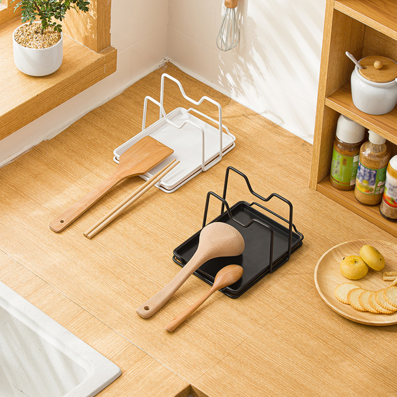 Pot Lid Holder Space-saving Non-Slip Quick Drainage Kitchen Tool Shovel Spoon Rest Cutting Board Stand for Restaurant