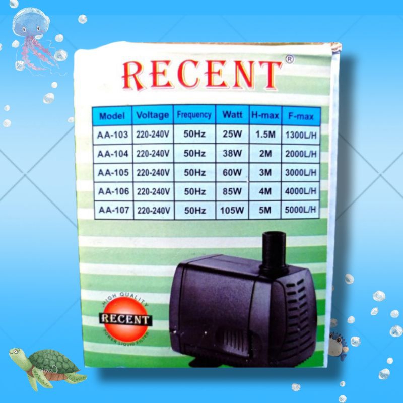 Pompa kolam aquarium RECENT AA 107 Submersible Pump