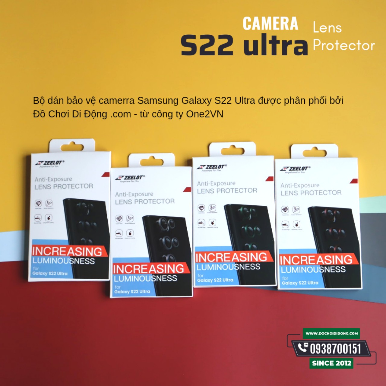 Miếng Dán Cường Lực Camera Samsung S22 Plus Ultra Zeelot