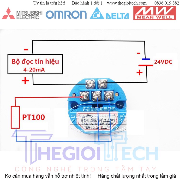 Bộ chuyển đổi nhiệt độ pt100 4-20ma / 0-100/ 0-200/ 0-400 độ