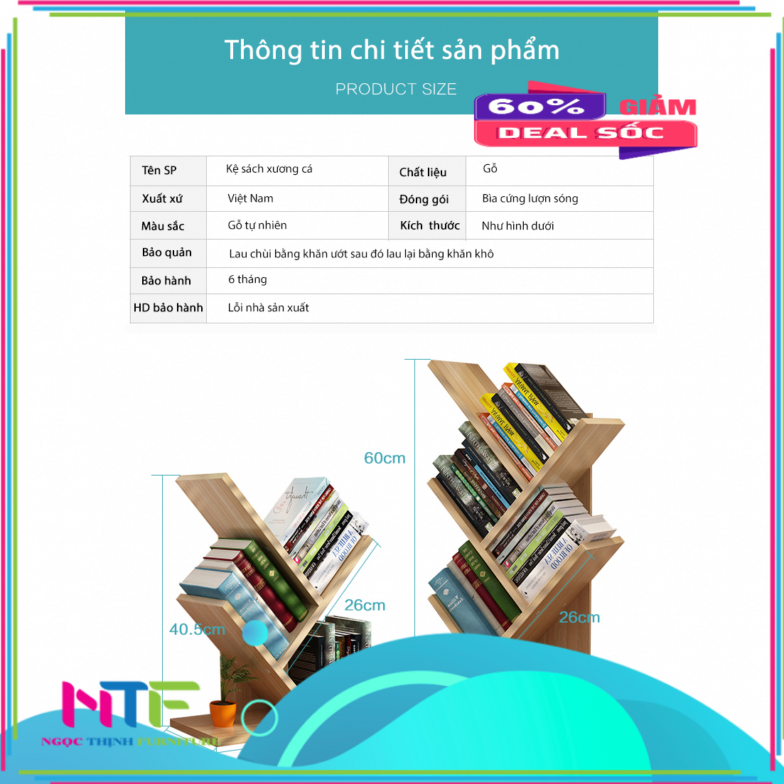 Kệ Sách Để Bàn Nhỏ Gọn Đa Dụng- Nhiều Ngăn Thiết Kế Kiểu Xương Cá