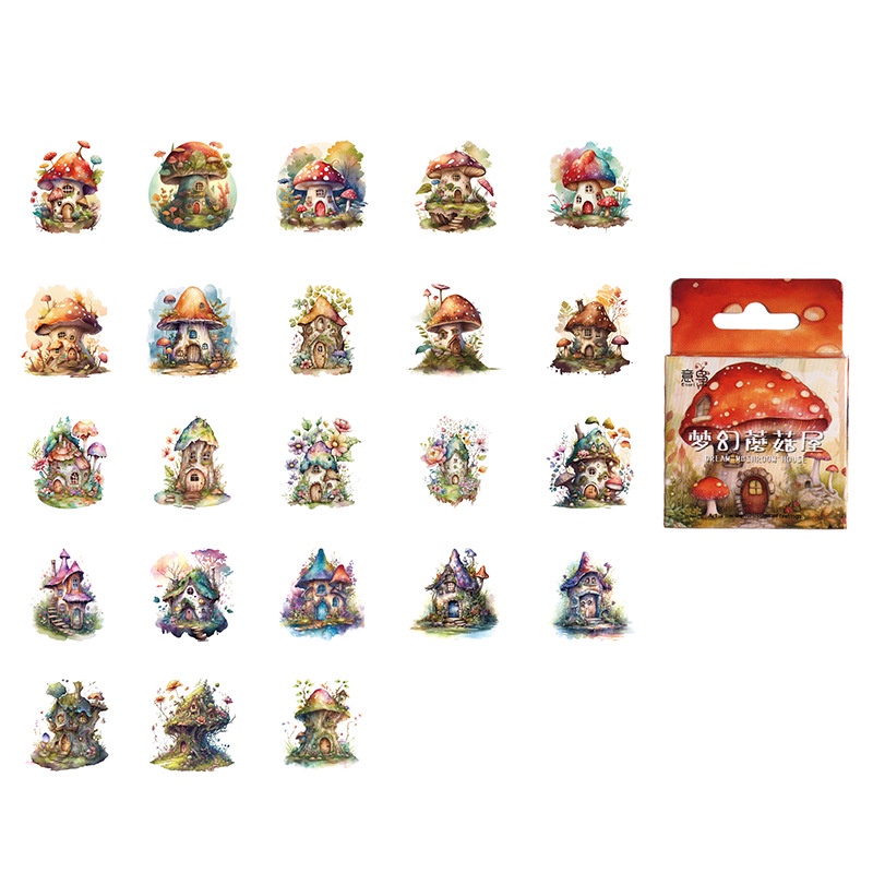 Cdaily|46pcs Boxed Stickers Adhesive Stickers diy Decorative Stickers Handbook Stickers Handbook Collage Material Sealing Stickers Mini Stickers Cute Stickers