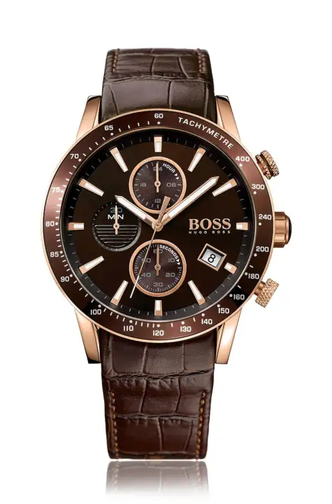 Hugo Boss Brown Leather Strap 44mm Dial 